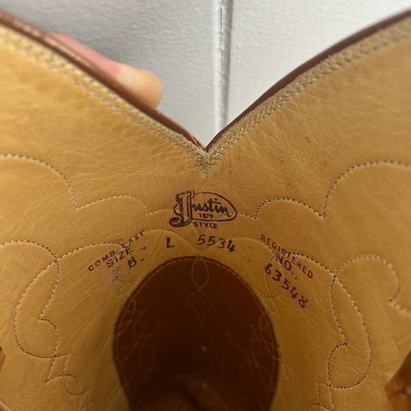 Vintage Justin Ostrich Exotic Brown Leather Western Cowboy Boots Size 9.5D - Picture 4 of 13